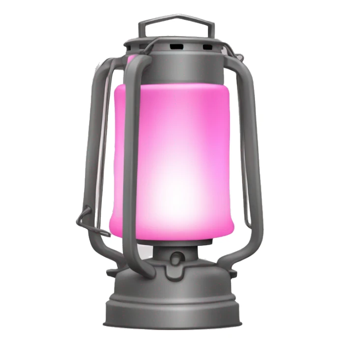 Realistic camping pink and gray lit camping lantern lisolated. sticker