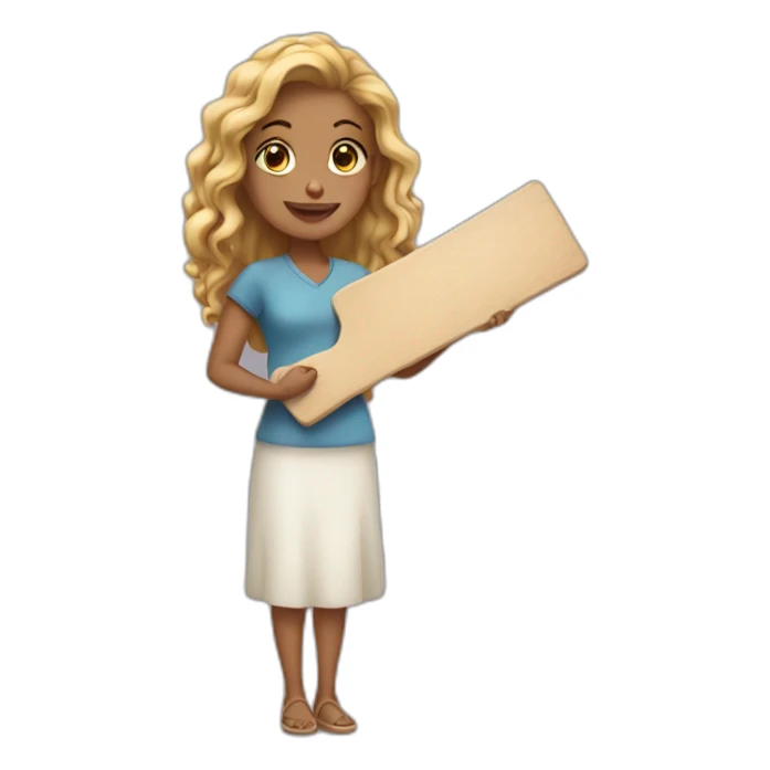 a cute women holding a board sticker