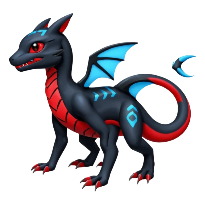 Guilmon-Salandit-Umbreon-Fakémon-hybrid-creature (full body)  sticker