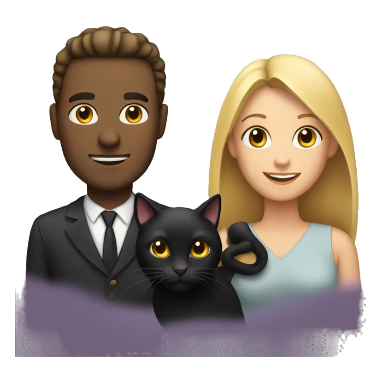 man and woman with 2 black cats sticker