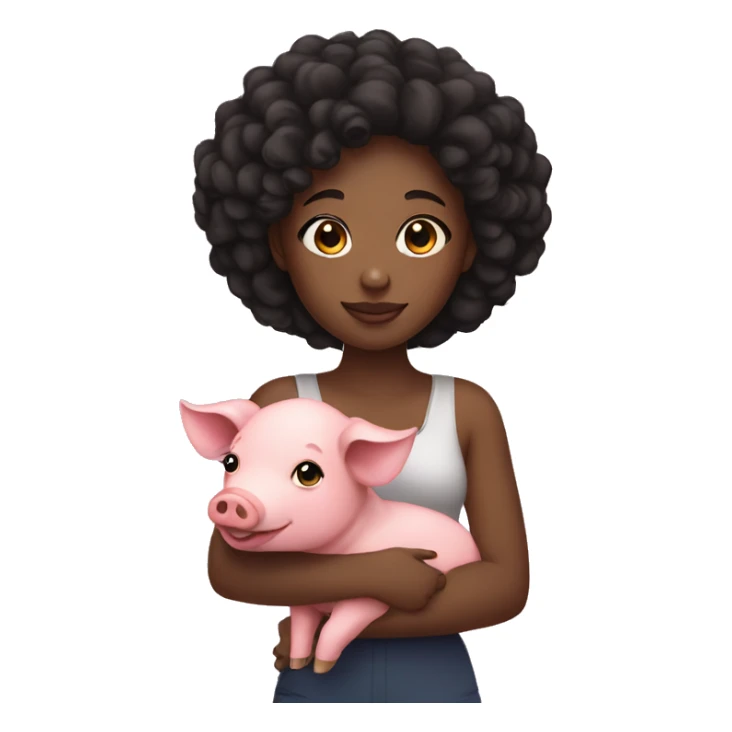 Black girl holding a pig sticker