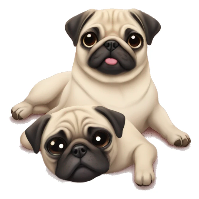 a mother pug and a cute baby pug sleeping on a rug together sticker