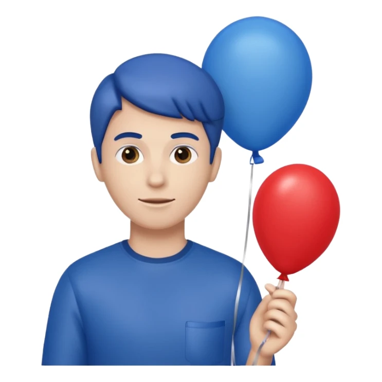 One red balloon and one blue balloon,grabbed by a yellow (more fair color)hand sticker