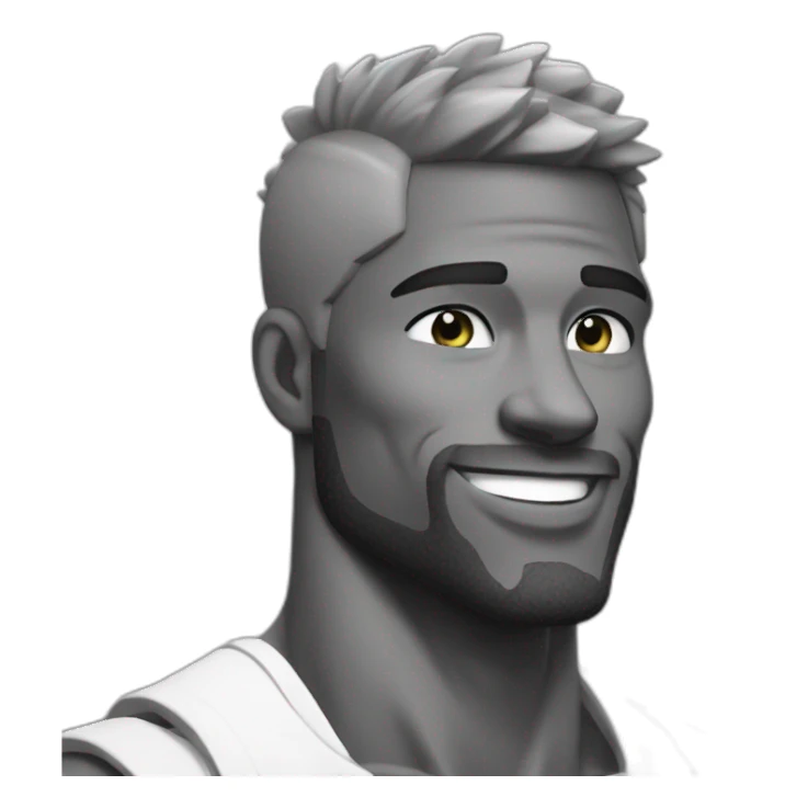 Giga Chad smiling black and white musculation meme a little from profile sticker