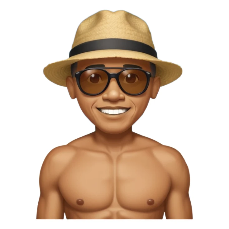 Make barak Obama on the beach with an 8 pack and buff sticker