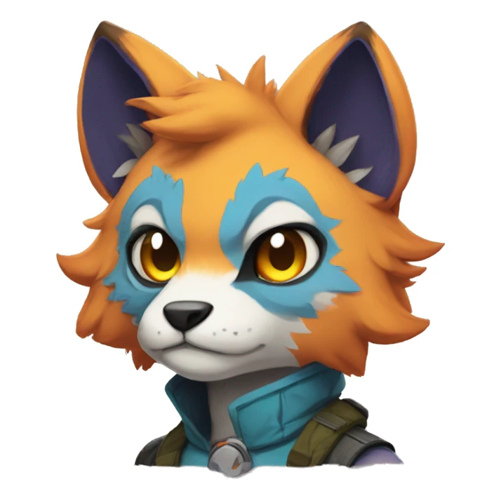 Edgy colorful anthro fursona Fakemon sticker