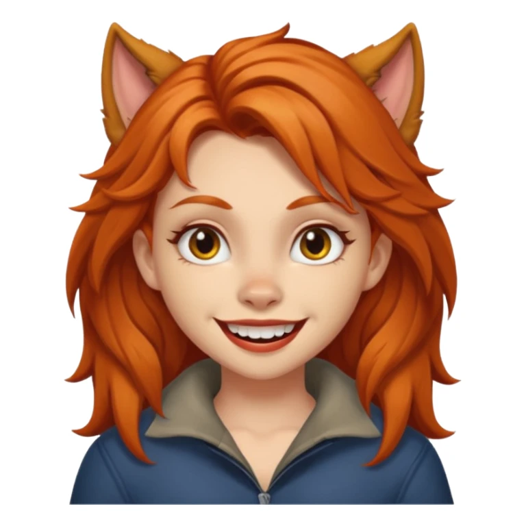 Werewolf ginger hair girl with a smile sticker
