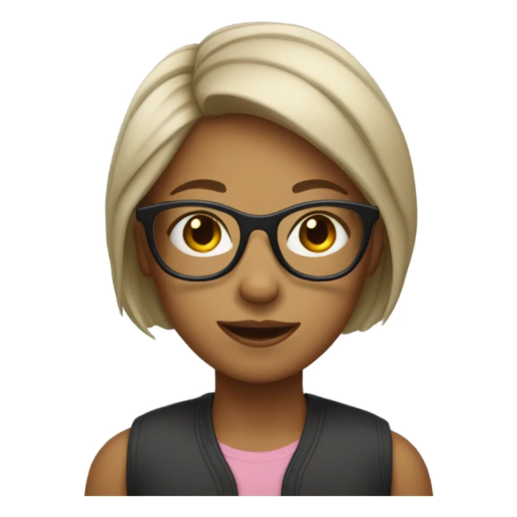 short hair girl with glasses sticker
