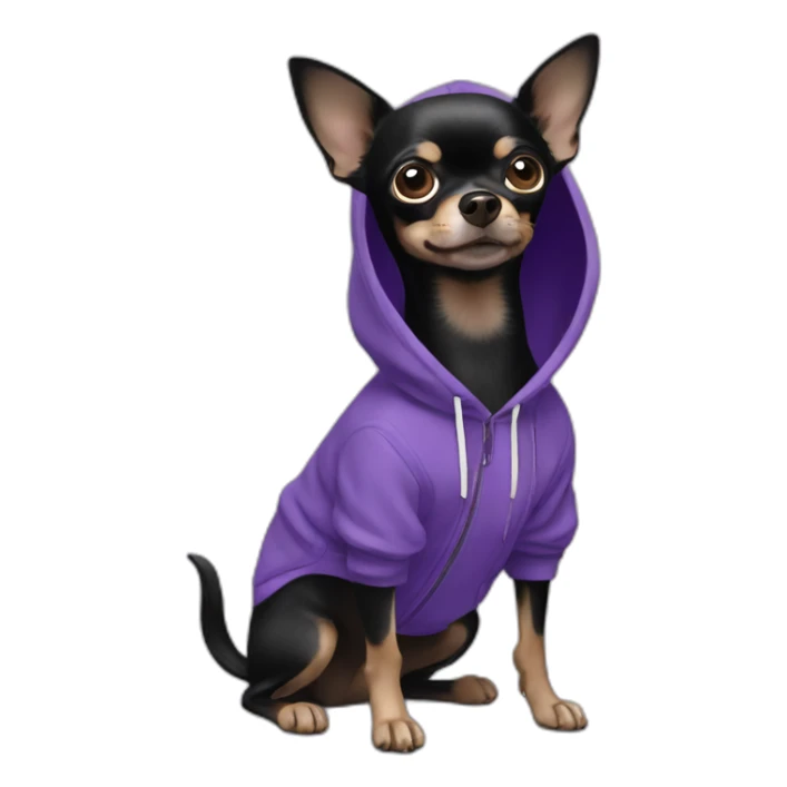 black chihuahua in purple hoodie sticker