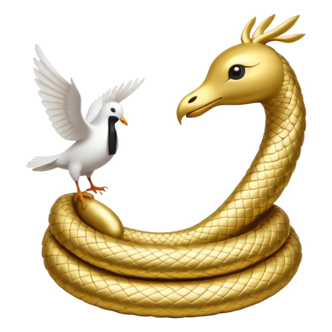 a serpent gold and a dove white sticker
