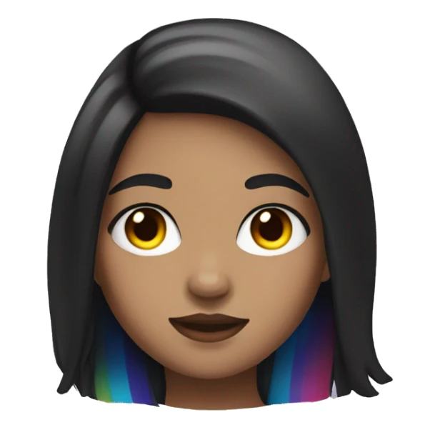girl with black hair and rainbow skin sticker