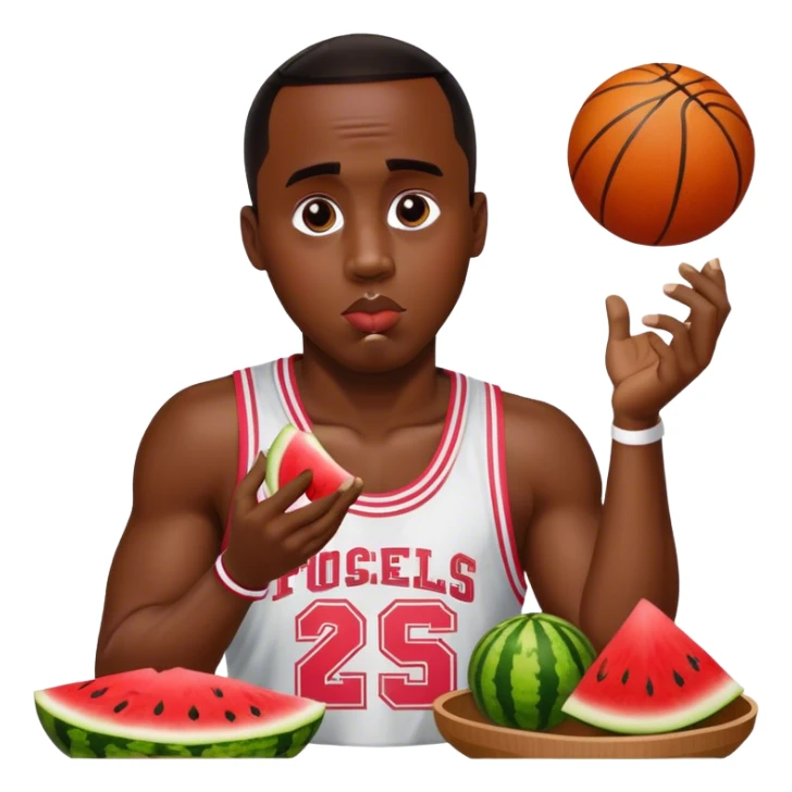 sean diddy combs eating watermelon and chicken and playing basketball sticker