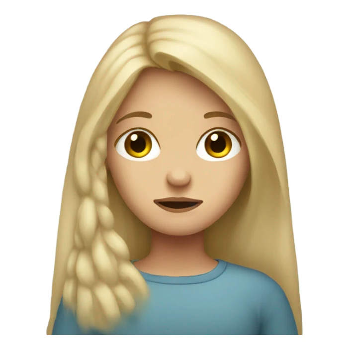 Sad blonde-haired girl with long hair sticker