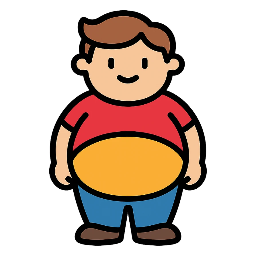 standing fat boy kid, minimal and modern sticker
