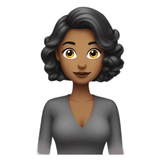 MUJER CON CABELLO NEGRO ONDEADO LARGO CON LOOK DE BOSS GIRL sticker