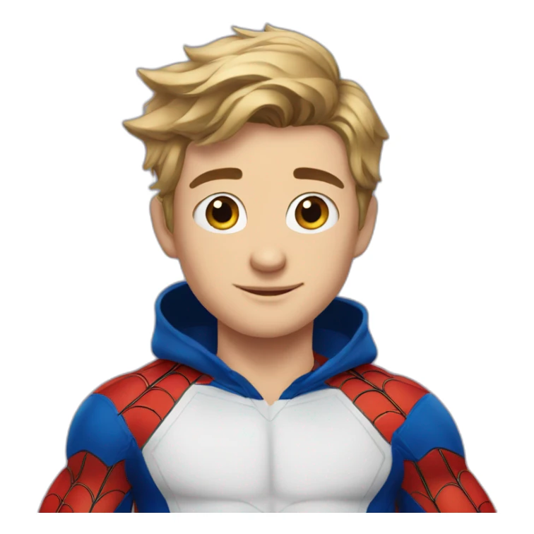 A handsome teen white boy in a spiderman suit sticker