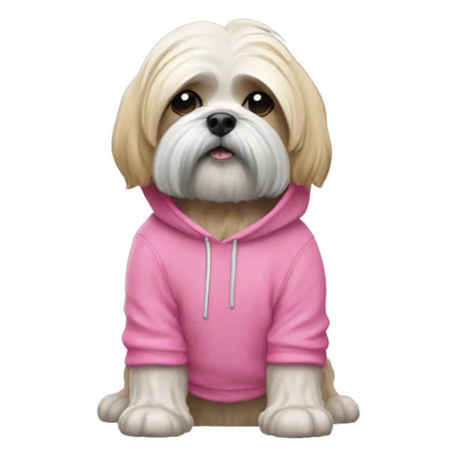 Lhasa apso dog wearing pink hoodie  sticker