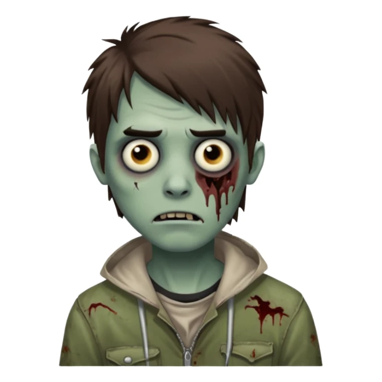 zombie, emo guy, with dark circles under his eyes and brown hair sticker
