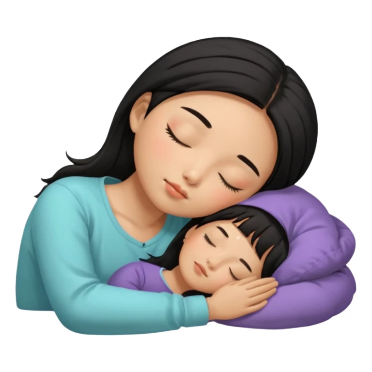 Black haired, tan-skinned Asian girl sleeping alone  sticker