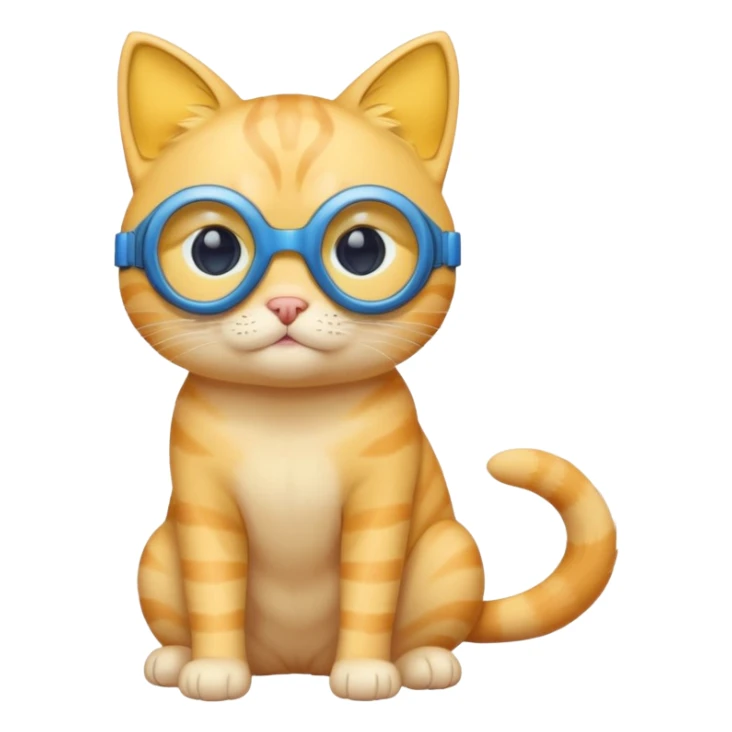 cute yellow lazy cat with full body with blue goggles and no clothes sticker