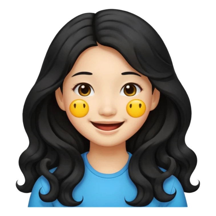 Asian girl with long wavy hair emoji sticker