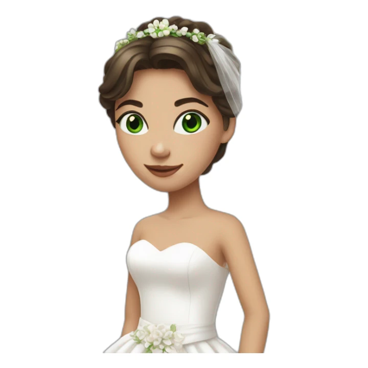 young brunette woman with green eyes in wedding dress sticker