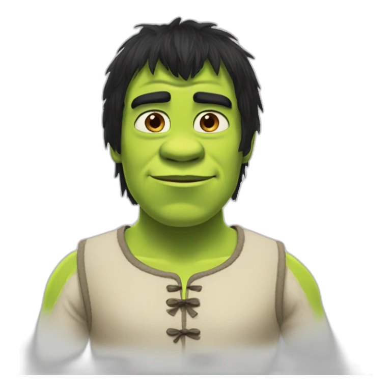 Shrek with Black hair and bleu eyes sticker