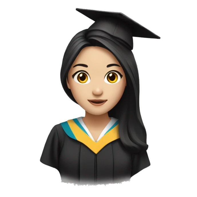 asian graduation girl with long black hair sticker