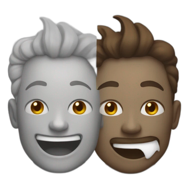 two opposite faces: one smiling and radiant to represent good, and the other with a somber expression to represent evil, with bright and dark colors to highlight the duality." sticker