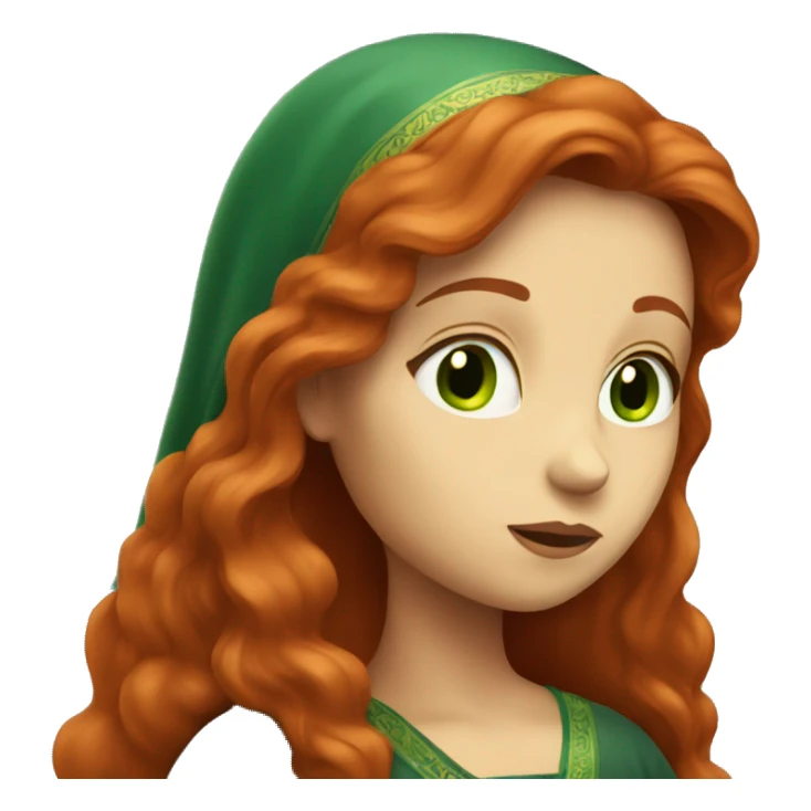 long-haired redhead woman with green eyes praying sticker
