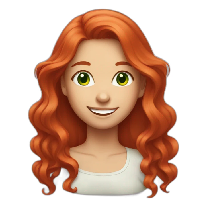a girl with green eyes and long red hair laughs sticker