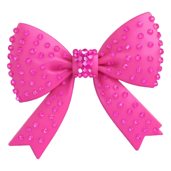 3D emoji style bow, hot pink, crystalized texture sticker