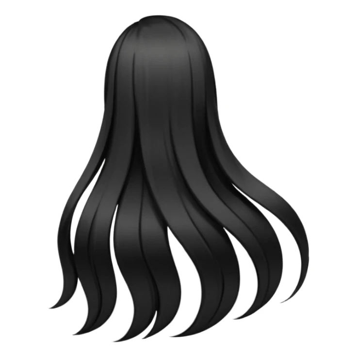 back view of long black hair sticker