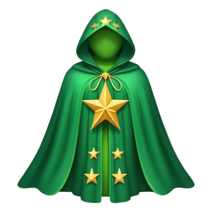 a fantasy  magic, green color with star pattern cloak sticker