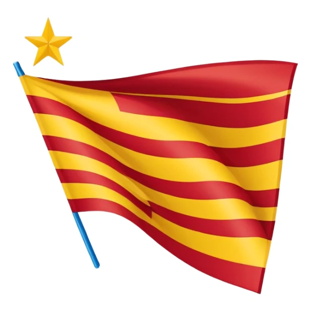 Catalonian estelada flag, extremely simplified, minimal lines and colors, blue triangle, white star, red and yellow stripes, no extra details sticker