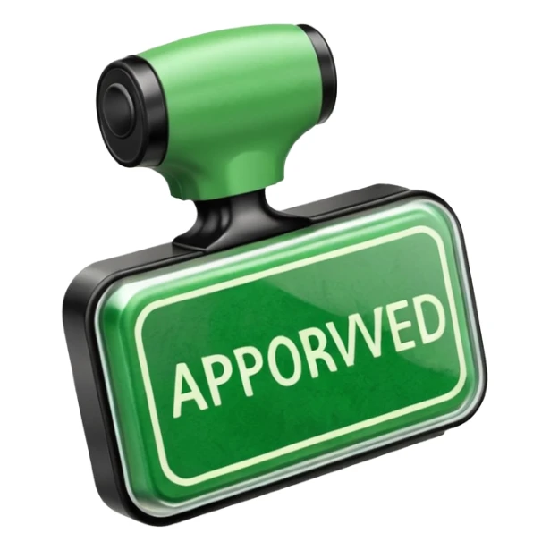 approval ink stamp in green, It needs to say the words "Approved"  sticker