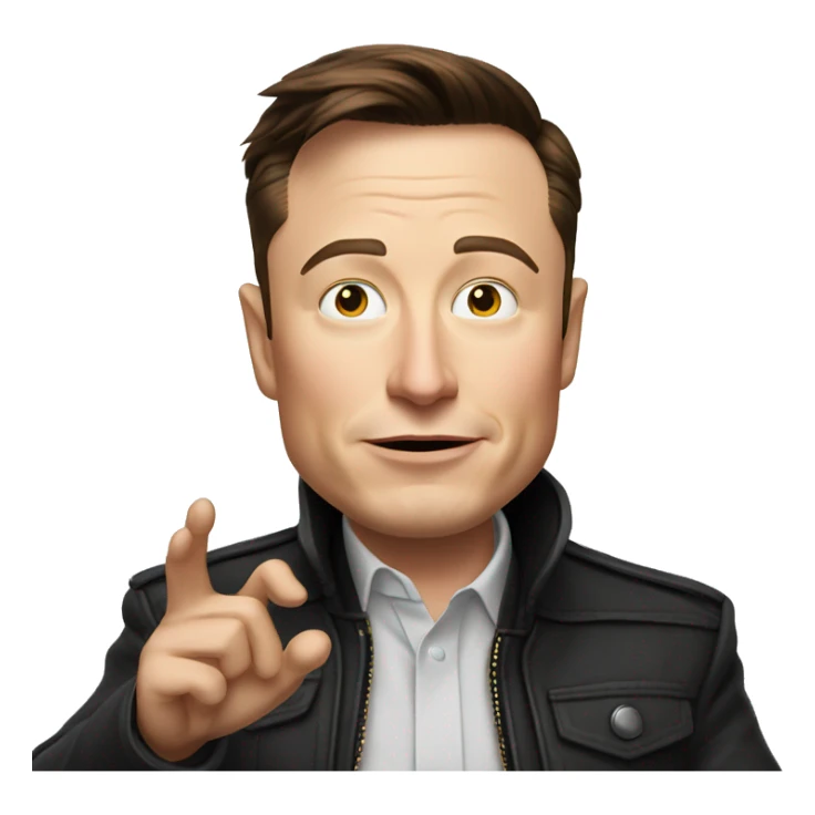 Elon Musk in a "why" pose, holding up his hands sticker