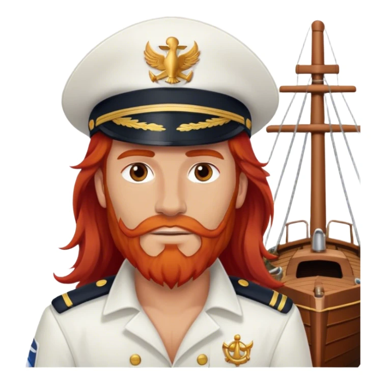 a male boat captain with long red hair no beard sticker