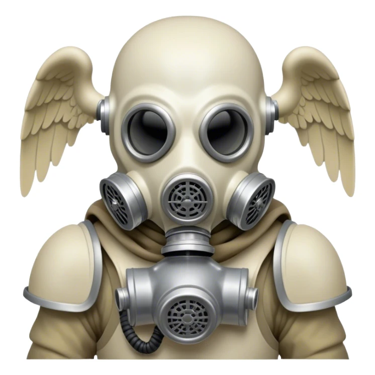 analogue horror faceless angelic monster in gas mask sticker