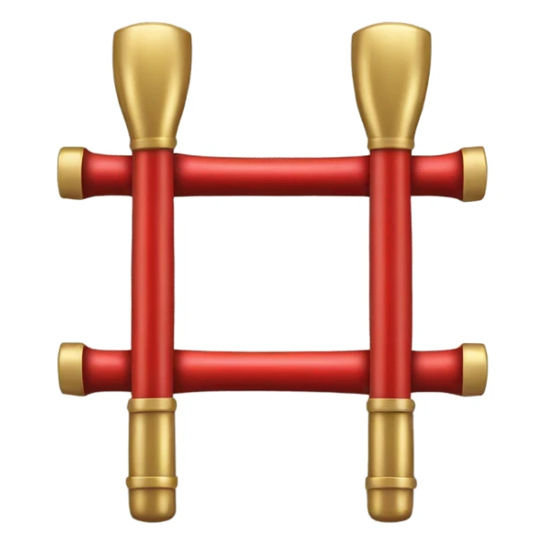 Un bâton en métal rouge, deux sections sont dorées et texturées. sticker