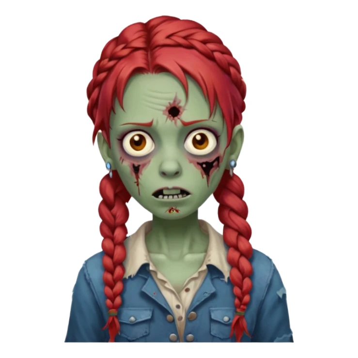 zombie with braided red hair and earrings sticker