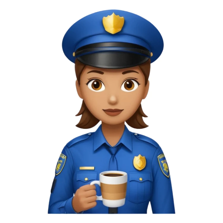 police woman holding coffe sticker