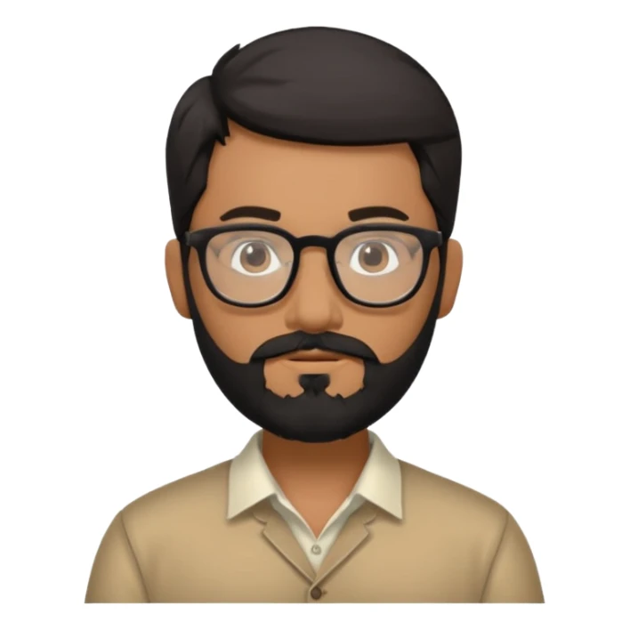White Indian guy with glasses and a black beard sticker