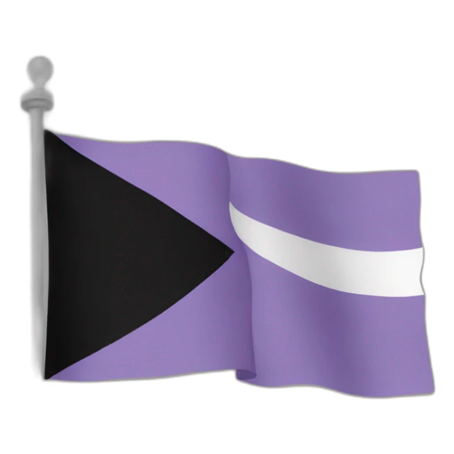 A flag with black at the top, grey next, white, then lavender sticker