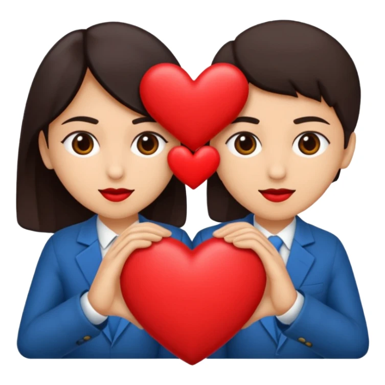 Dos personas en medio de un corazón partidos en dos sticker