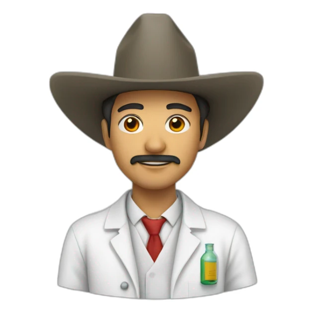 mexican scientist in a labcoat and sombrero sticker