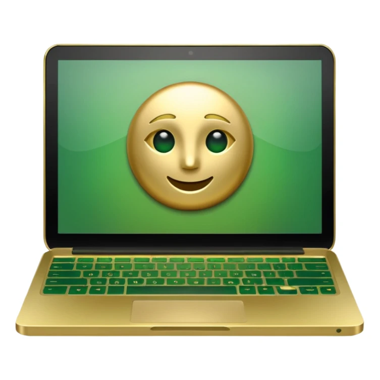 laptop in golden and green colours sticker