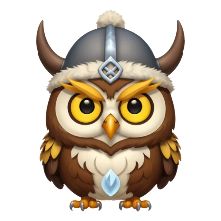 a cartoon Viking owl with horned cap sticker