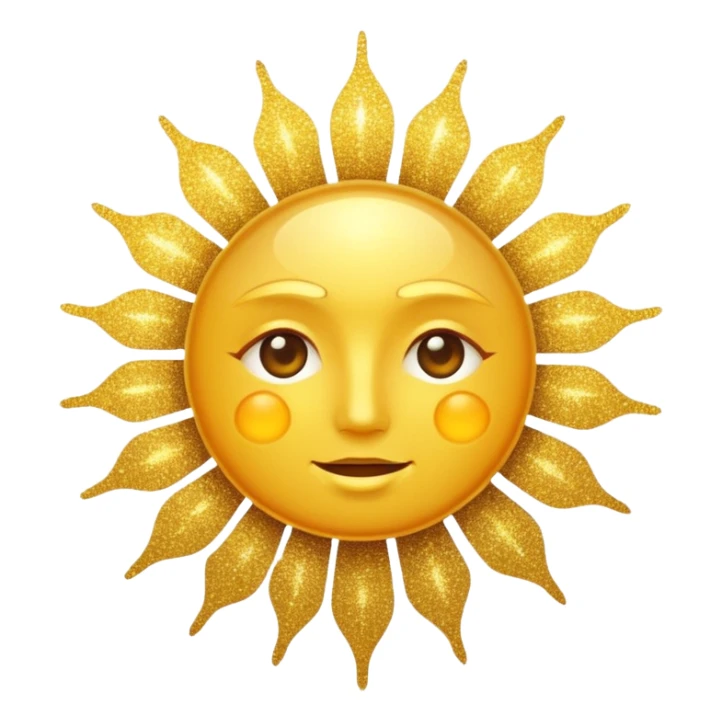 sun in 2d golden glitter in colour without face sticker