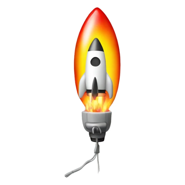 rocket with electric plug from the bottom with wire instead of fire sticker